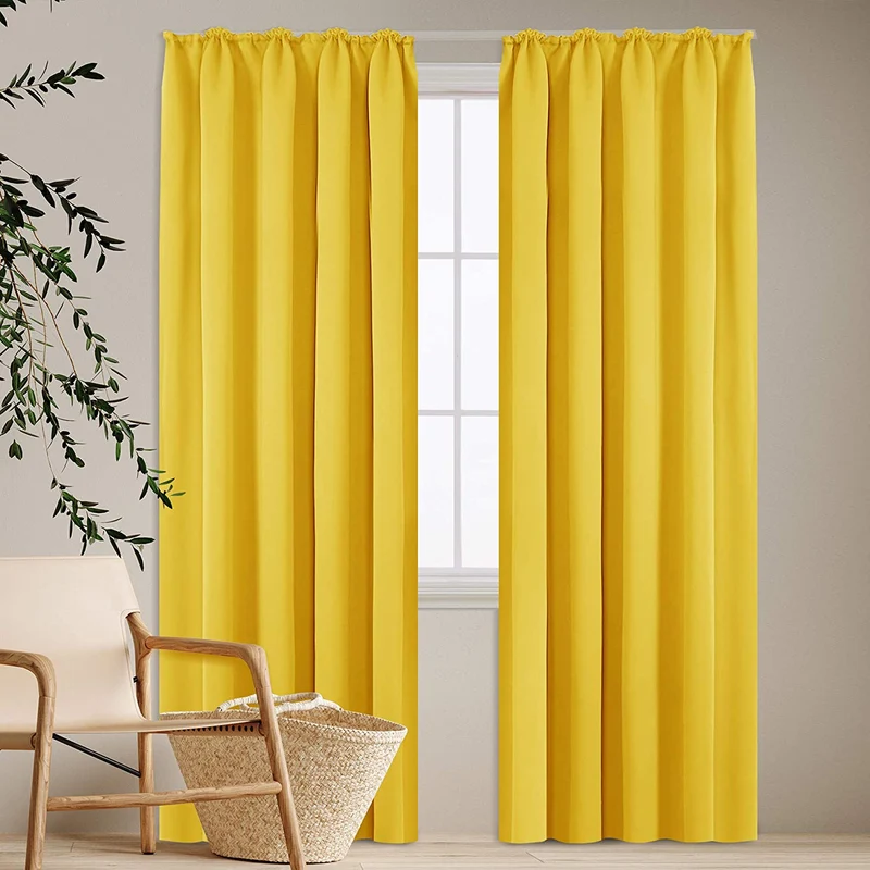 Deconovo Verdunkelung Gardinen Fenstervorhang Sonnenschutz mit Kräuselband, 2er Set