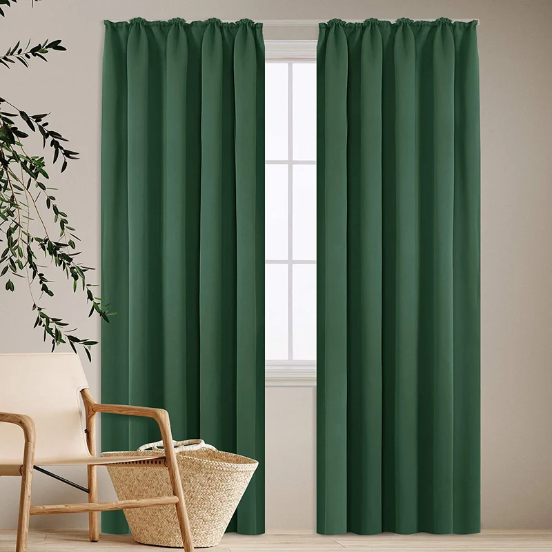 Deconovo Verdunkelung Gardinen Fenstervorhang Sonnenschutz mit Kräuselband, 2er Set