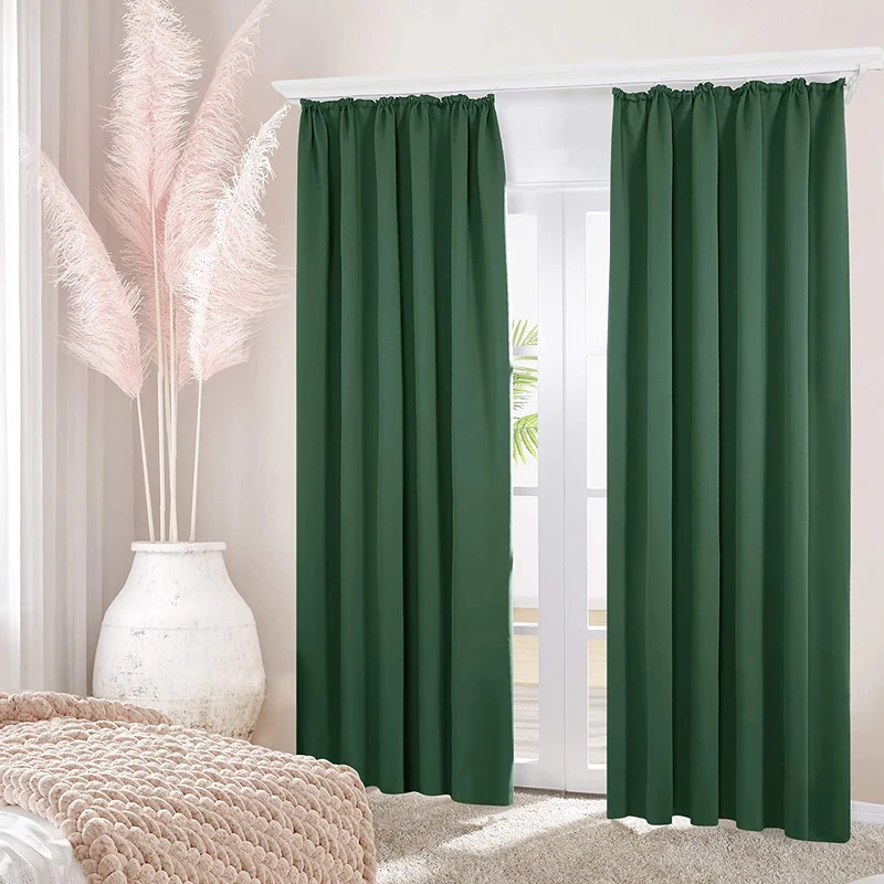 Deconovo Verdunkelung Gardinen Fenstervorhang Sonnenschutz mit Kräuselband, 2er Set