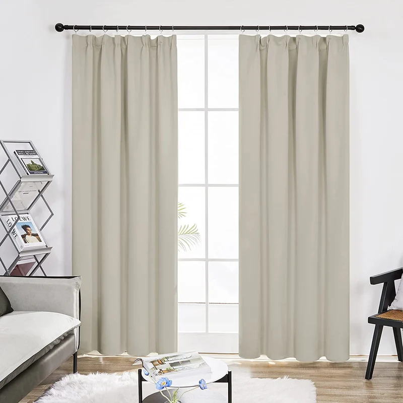 Deconovo Verdunkelungsgardinen Kräuselband Blickdicht Vorhang Schlafzimmer, 2er Set