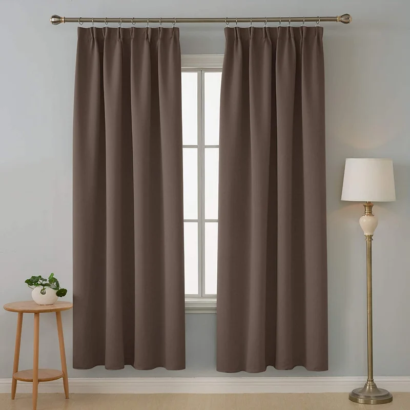 Deconovo Verdunkelungsgardinen Kräuselband Blickdicht Vorhang Schlafzimmer, 2er Set