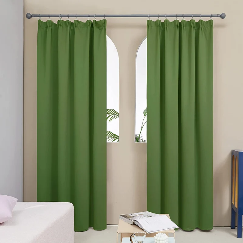 Deconovo Verdunkelungsgardinen Kräuselband Blickdicht Vorhang Schlafzimmer, 2er Set