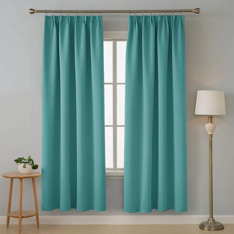 Deconovo Verdunkelungsgardinen Kräuselband Blickdicht Vorhang Schlafzimmer, 2er Set