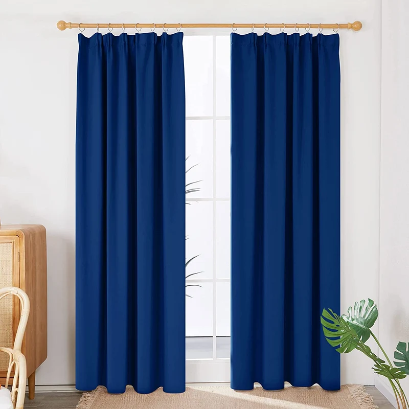 Deconovo Verdunkelungsgardinen Kräuselband Blickdicht Vorhang Schlafzimmer, 2er Set