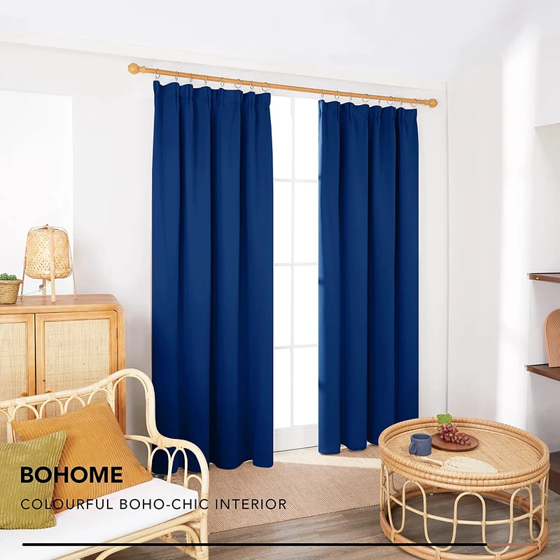 Deconovo Verdunkelungsgardinen Kräuselband Blickdicht Vorhang Schlafzimmer, 2er Set
