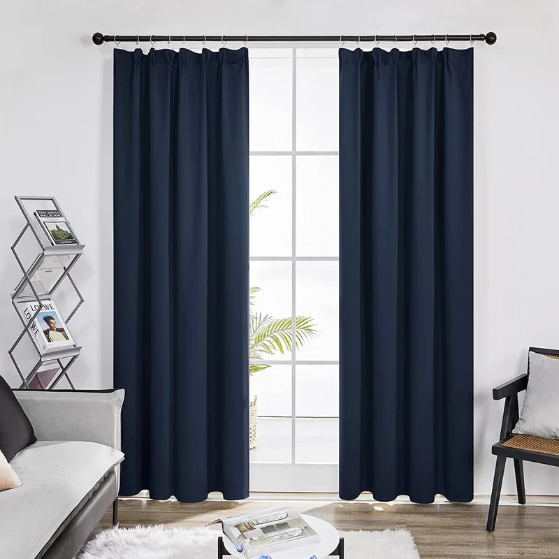 Deconovo Verdunkelungsgardinen Kräuselband Blickdicht Vorhang Schlafzimmer, 2er Set