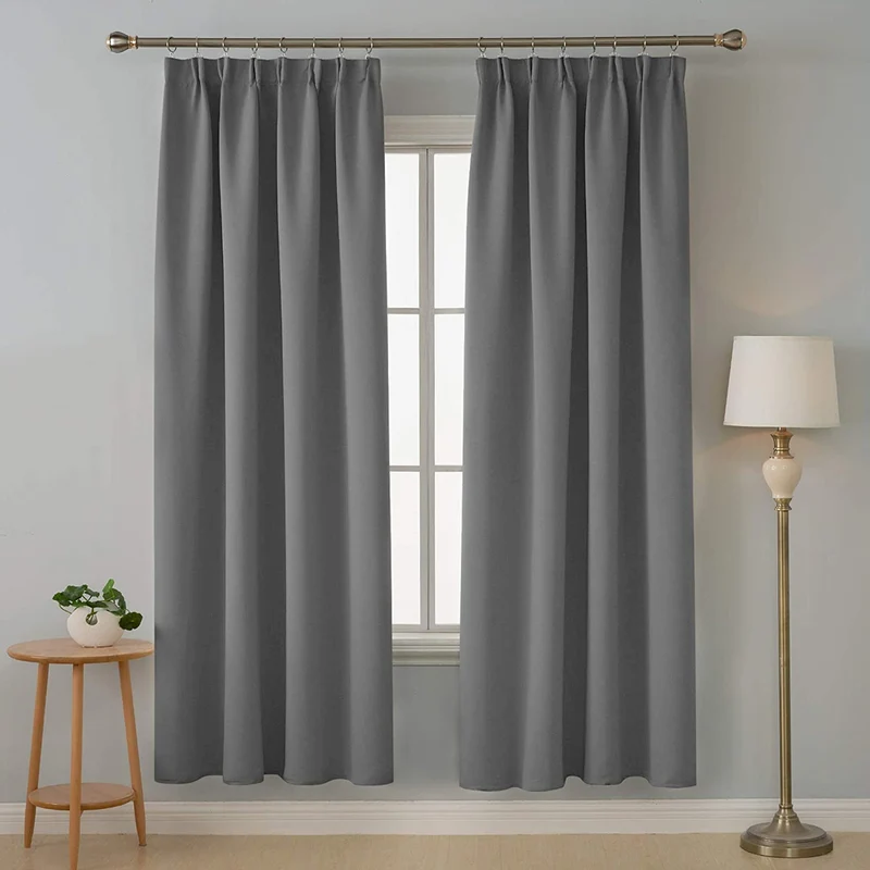 Deconovo Verdunkelungsgardinen Kräuselband Blickdicht Vorhang Schlafzimmer, 2er Set