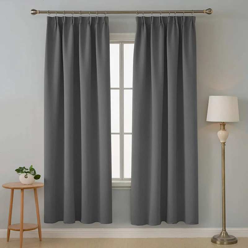 Deconovo Verdunkelungsgardinen Kräuselband Blickdicht Vorhang Schlafzimmer, 2er Set