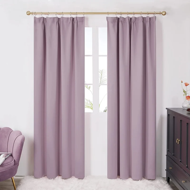 Deconovo Verdunkelungsgardinen Kräuselband Blickdicht Vorhang Schlafzimmer, 2er Set