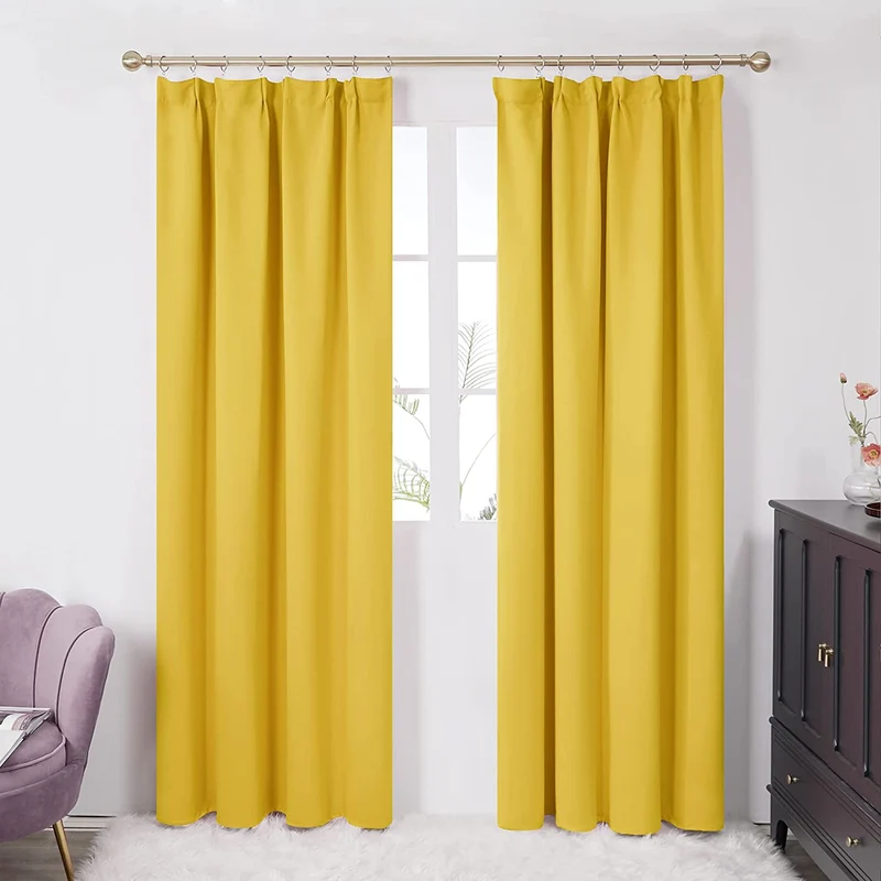 Deconovo Verdunkelungsgardinen Kräuselband Blickdicht Vorhang Schlafzimmer, 2er Set
