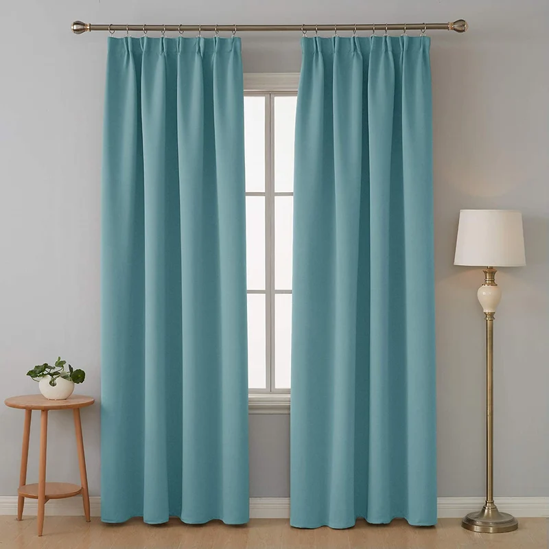 Deconovo Verdunkelungsgardinen Kräuselband Blickdicht Vorhang Schlafzimmer, 2er Set