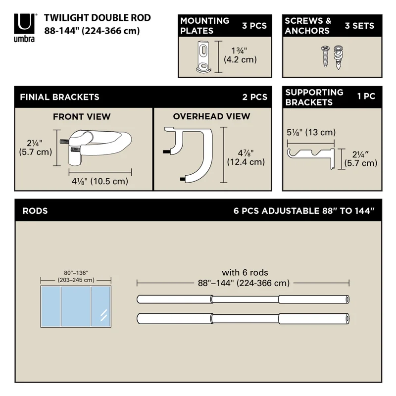 Twilight Double Blackout Curtain Rod