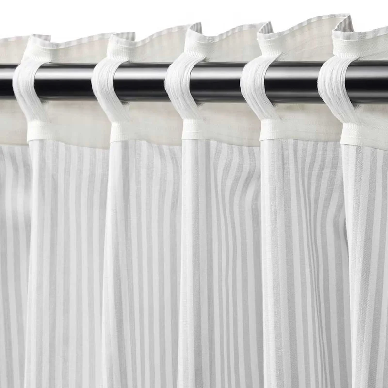 Bymott curtains white beige stripe
