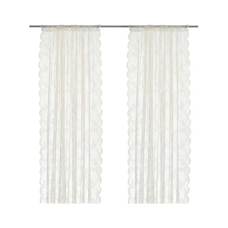 Lace curtains, 1 pair, off white