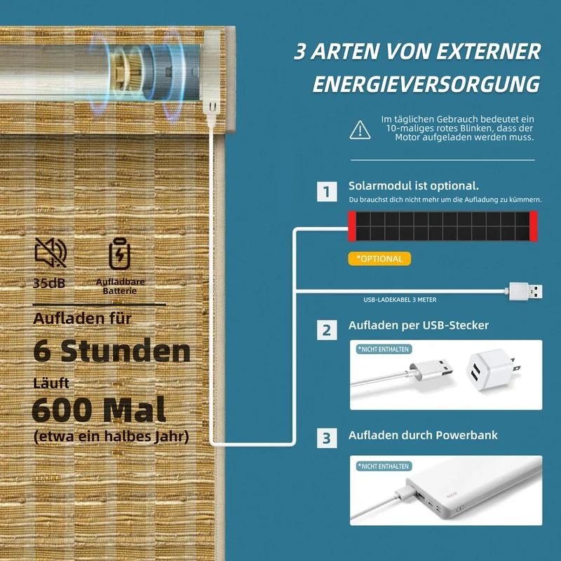 SmartWings Raffrollos aus Bambus & Holz 70% Verdunkelung Orithyia