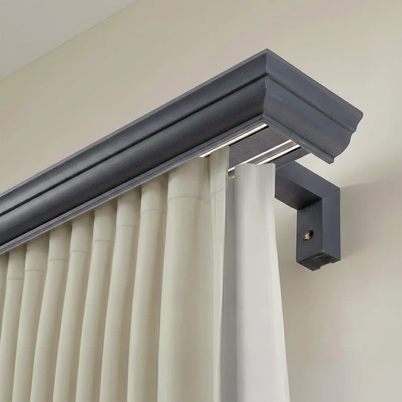 Filip Wooden Curtain Track System with Decorative Valance