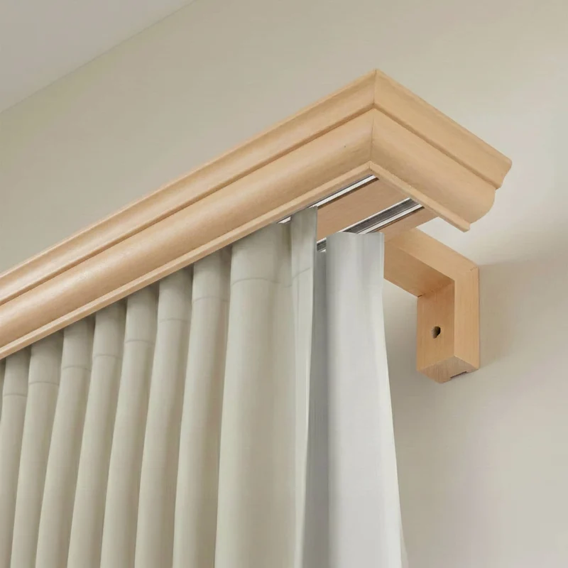 Filip Wooden Curtain Track System with Decorative Valance