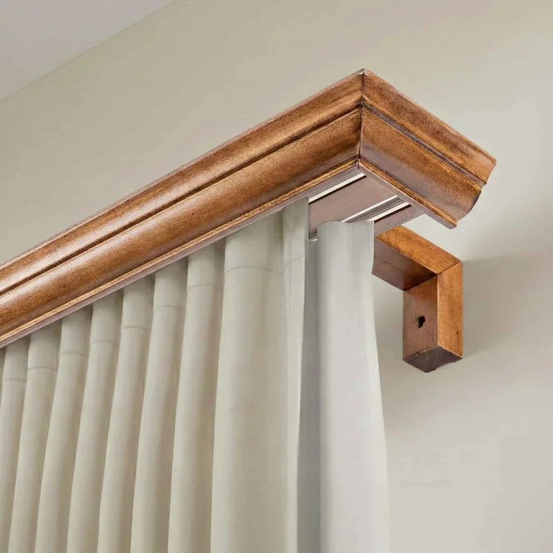 Filip Wooden Curtain Track System with Decorative Valance