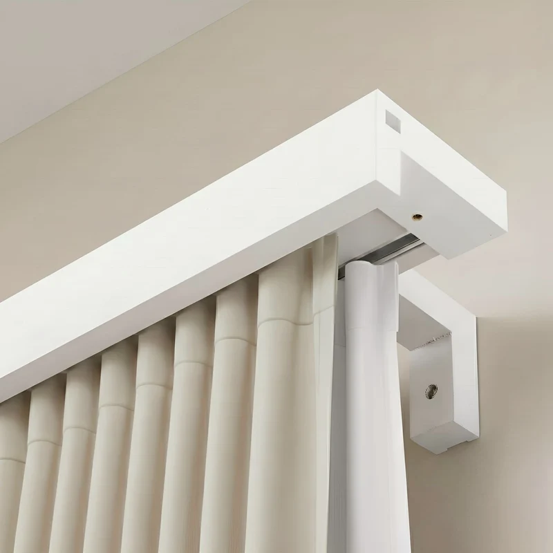 Travetto Double Curtain Track System with Wooden Decorative Valance