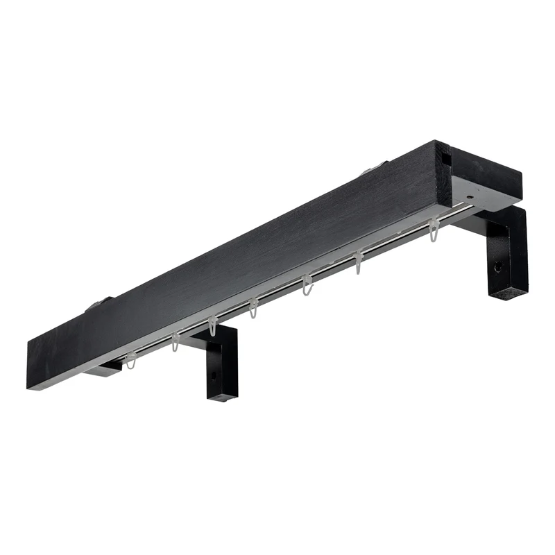 Travetto Double Curtain Track System with Wooden Decorative Valance