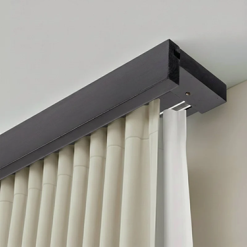 Travetto Double Curtain Track System with Wooden Decorative Valance