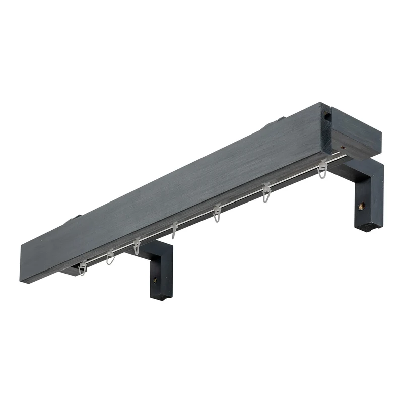 Travetto Double Curtain Track System with Wooden Decorative Valance