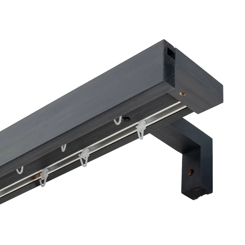 Travetto Double Curtain Track System with Wooden Decorative Valance