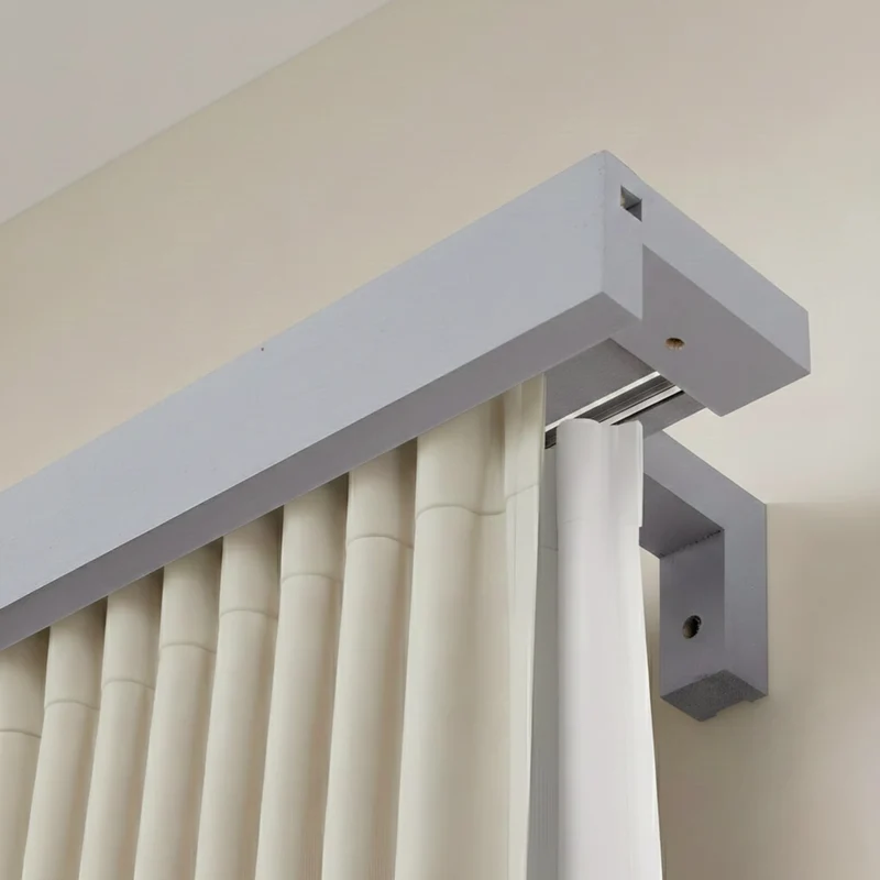 Travetto Double Curtain Track System with Wooden Decorative Valance