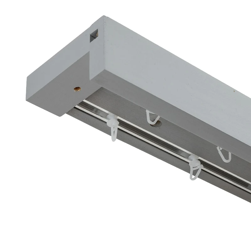 Travetto Double Curtain Track System with Wooden Decorative Valance