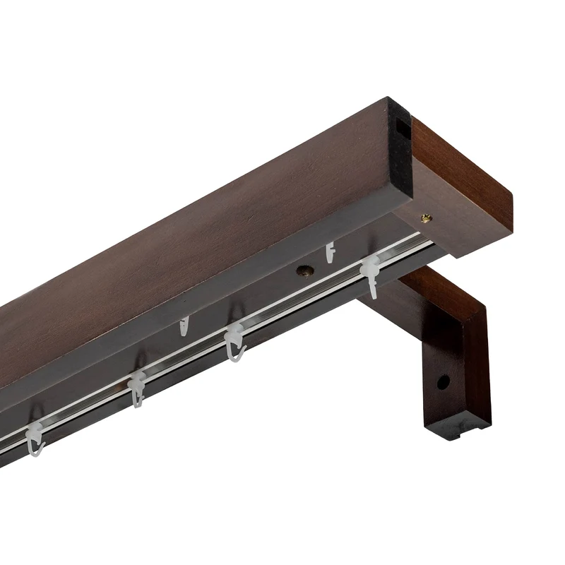 Travetto Double Curtain Track System with Wooden Decorative Valance