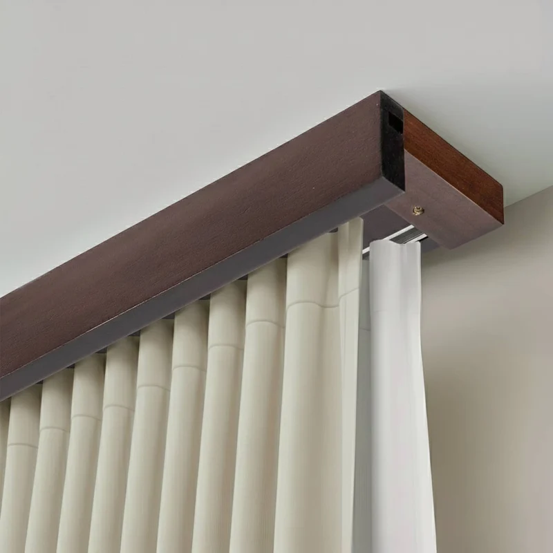 Travetto Double Curtain Track System with Wooden Decorative Valance