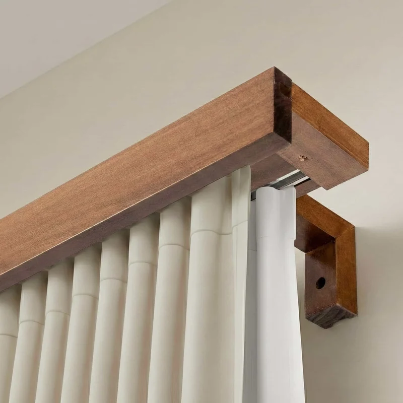 Travetto Double Curtain Track System with Wooden Decorative Valance