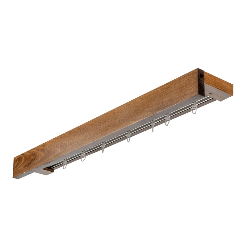 Travetto Double Curtain Track System with Wooden Decorative Valance