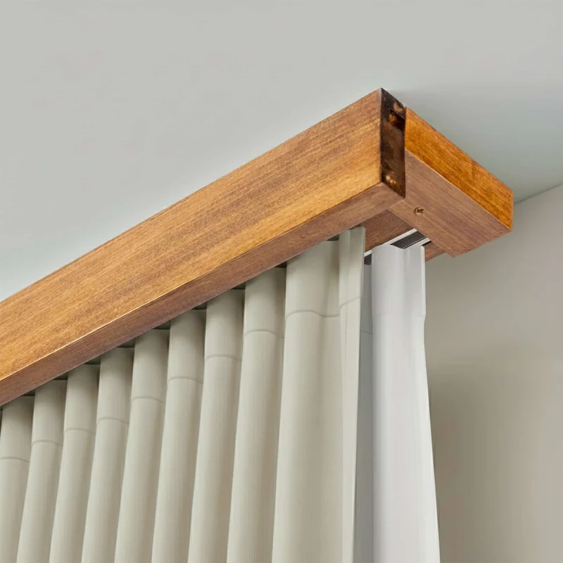 Travetto Double Curtain Track System with Wooden Decorative Valance