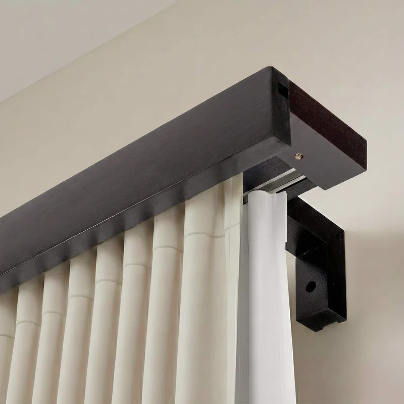 Travetto Double Curtain Track System with Wooden Decorative Valance