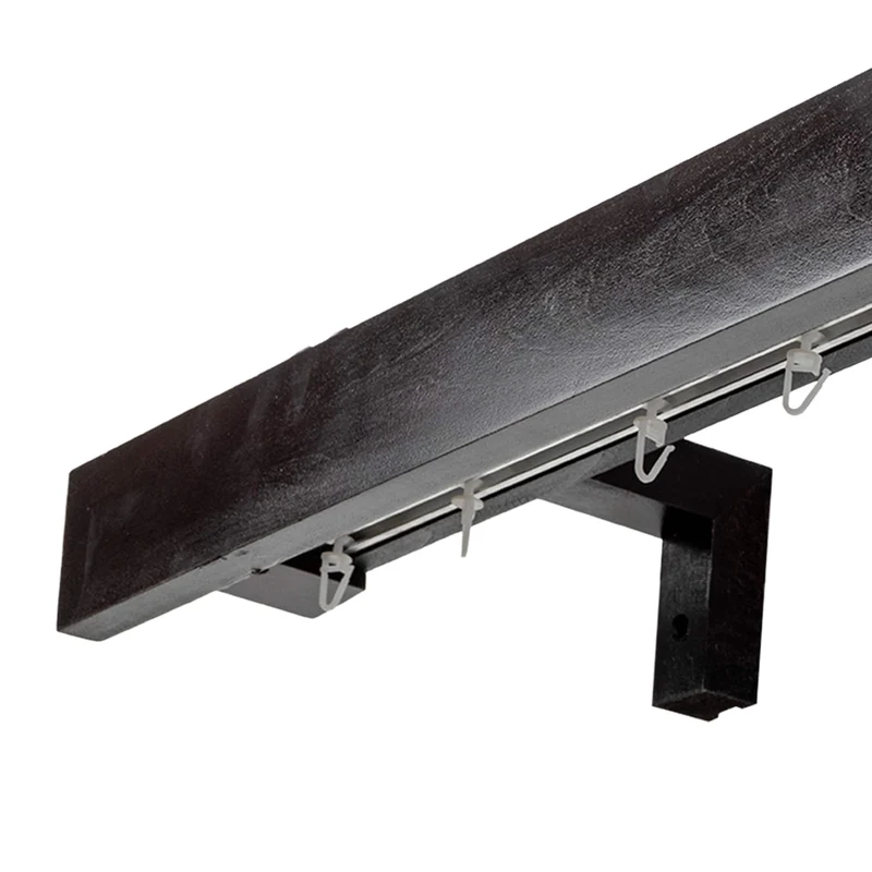 Travetto Double Curtain Track System with Wooden Decorative Valance
