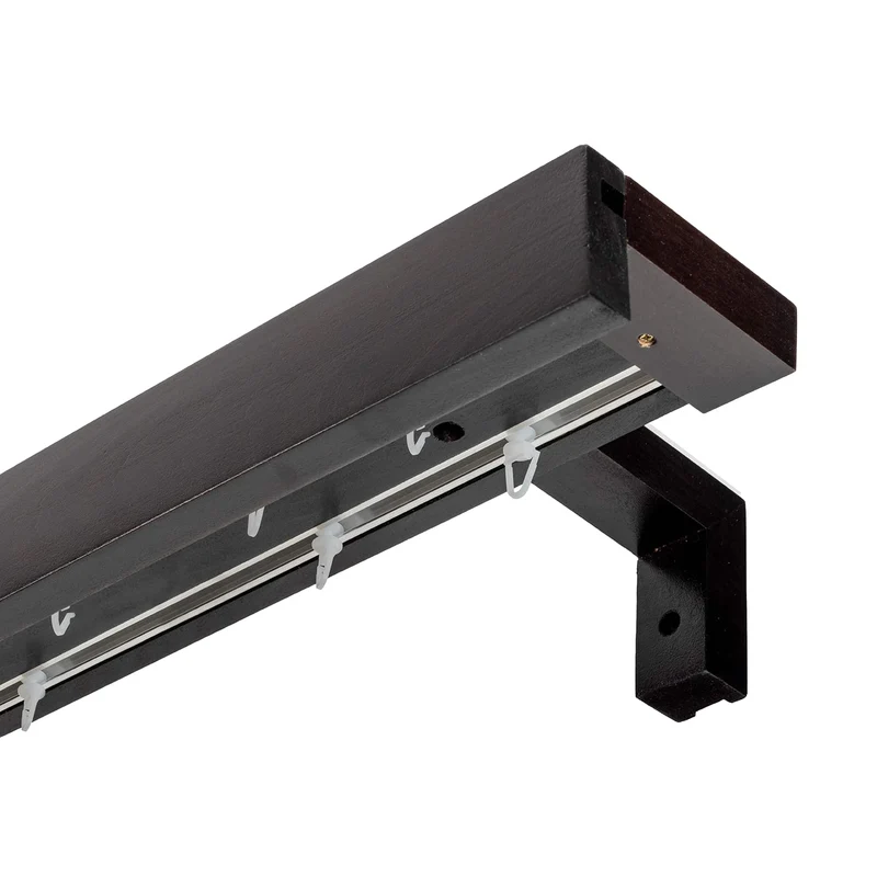 Travetto Double Curtain Track System with Wooden Decorative Valance