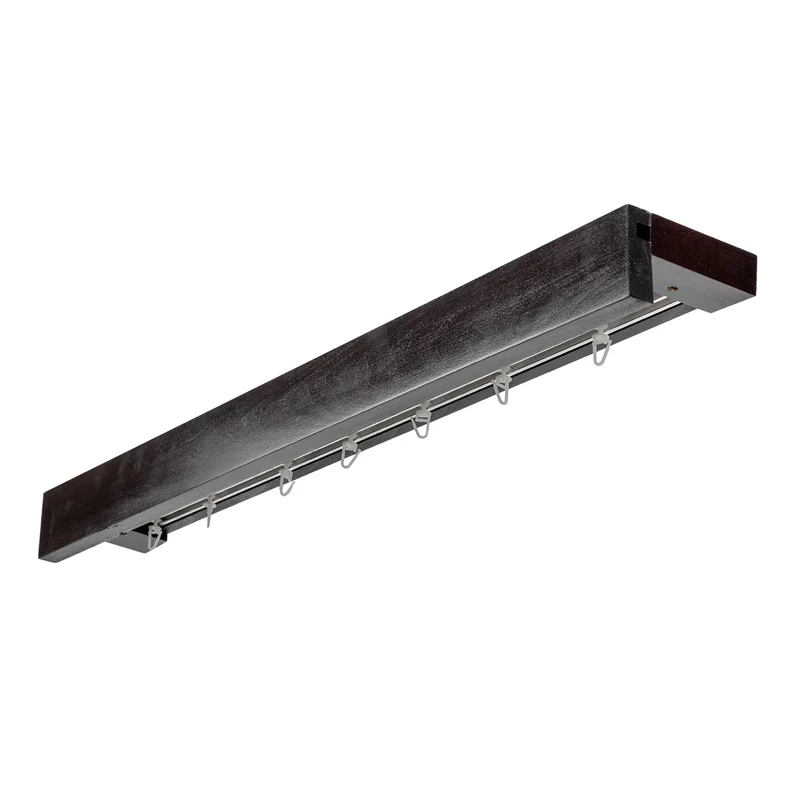 Travetto Double Curtain Track System with Wooden Decorative Valance