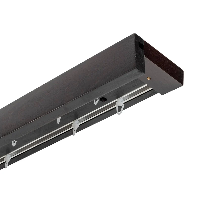 Travetto Double Curtain Track System with Wooden Decorative Valance