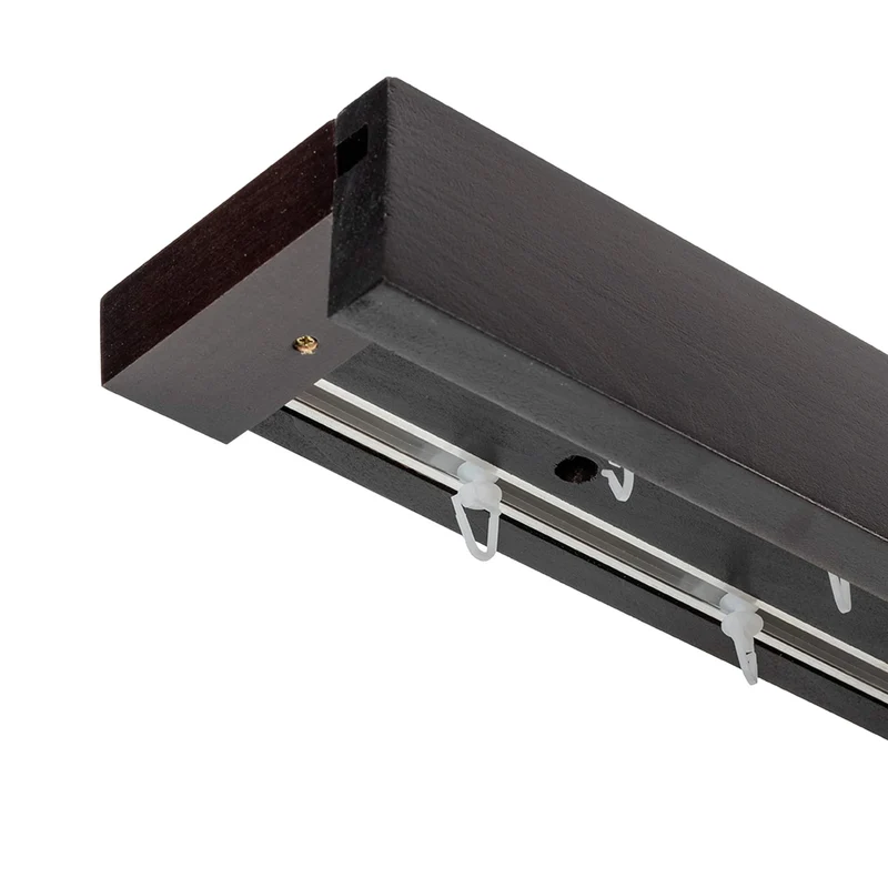 Travetto Double Curtain Track System with Wooden Decorative Valance