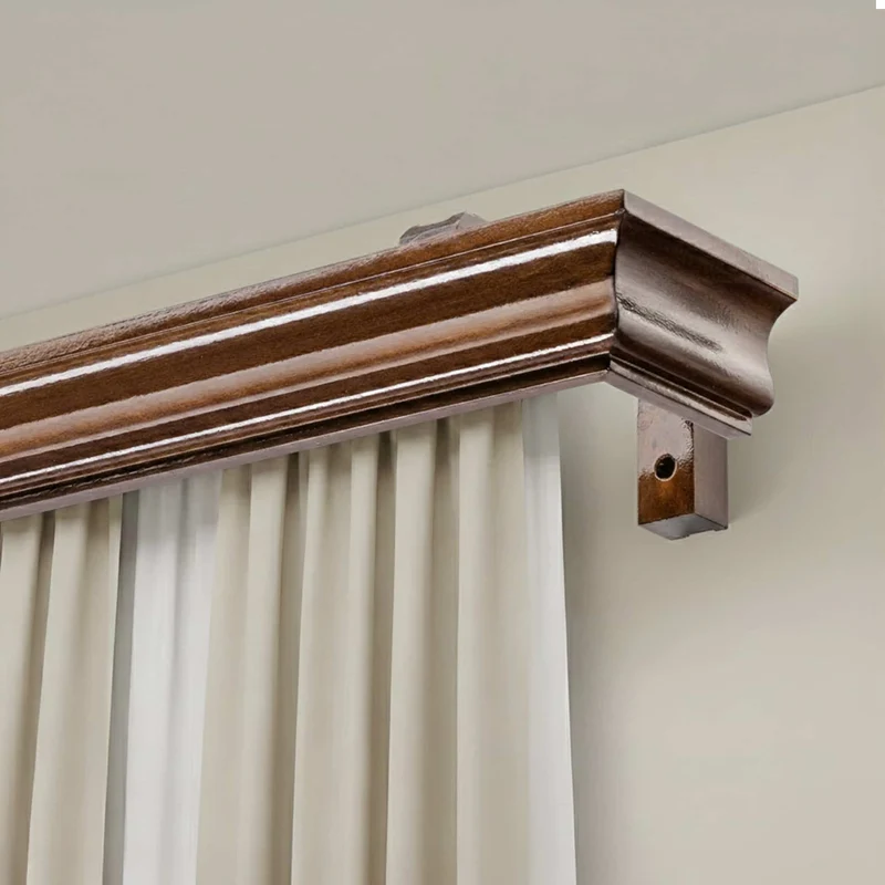 Athena Wooden Curtain Track System with Decorative Valance