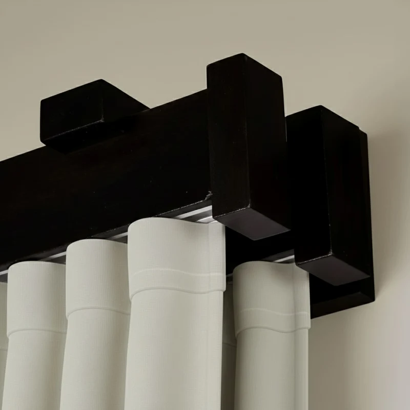 Dalia Double Wooden Curtain Rod with Aluminum Track