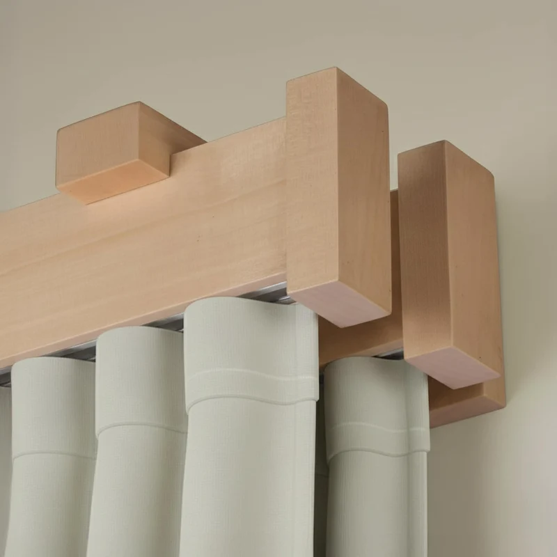 Dalia Double Wooden Curtain Rod with Aluminum Track