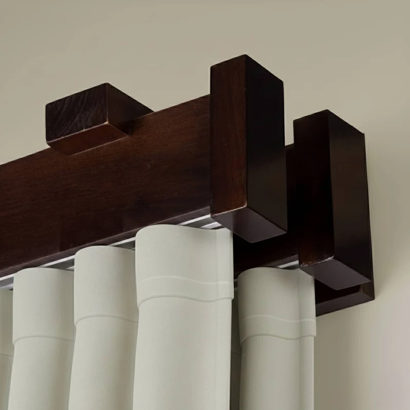 Dalia Double Wooden Curtain Rod with Aluminum Track