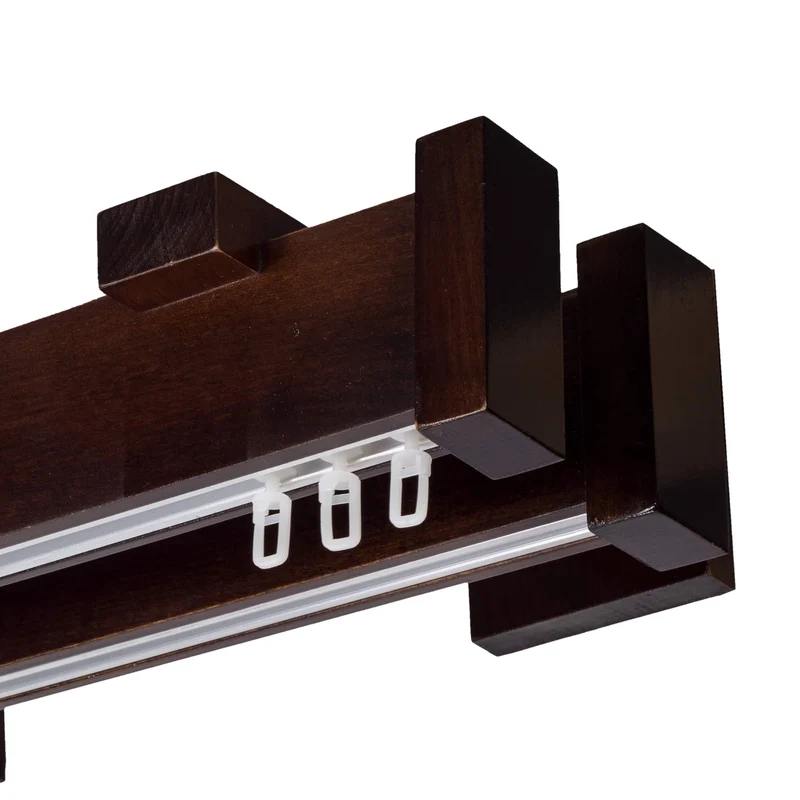 Dalia Double Wooden Curtain Rod with Aluminum Track