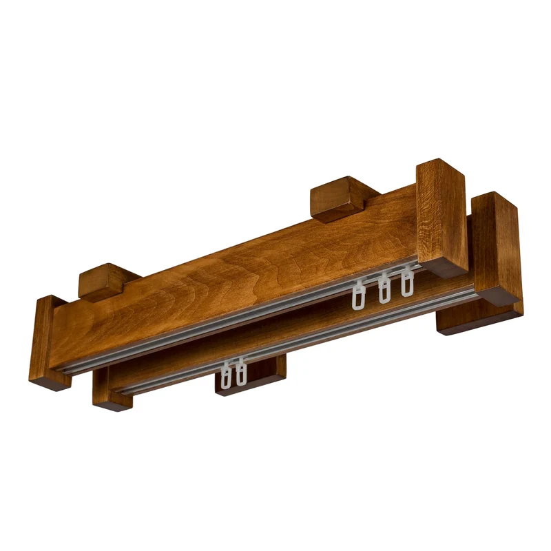 Dalia Double Wooden Curtain Rod with Aluminum Track