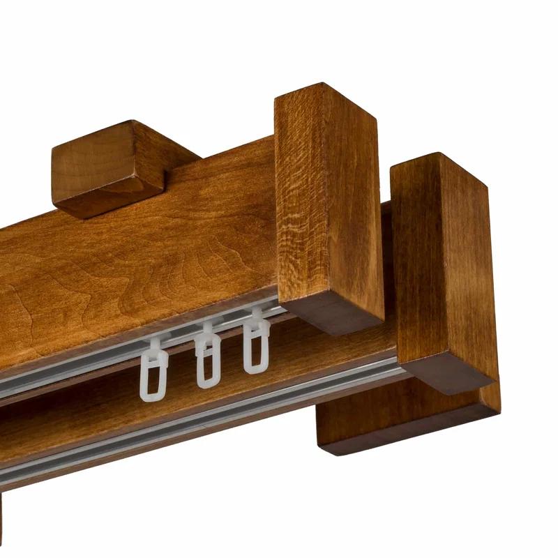 Dalia Double Wooden Curtain Rod with Aluminum Track