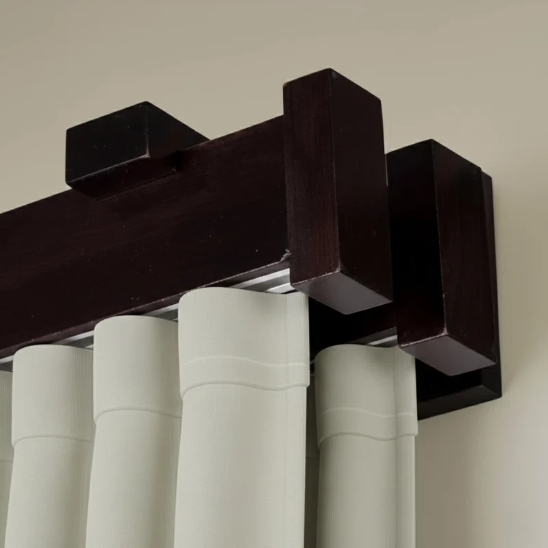 Dalia Double Wooden Curtain Rod with Aluminum Track