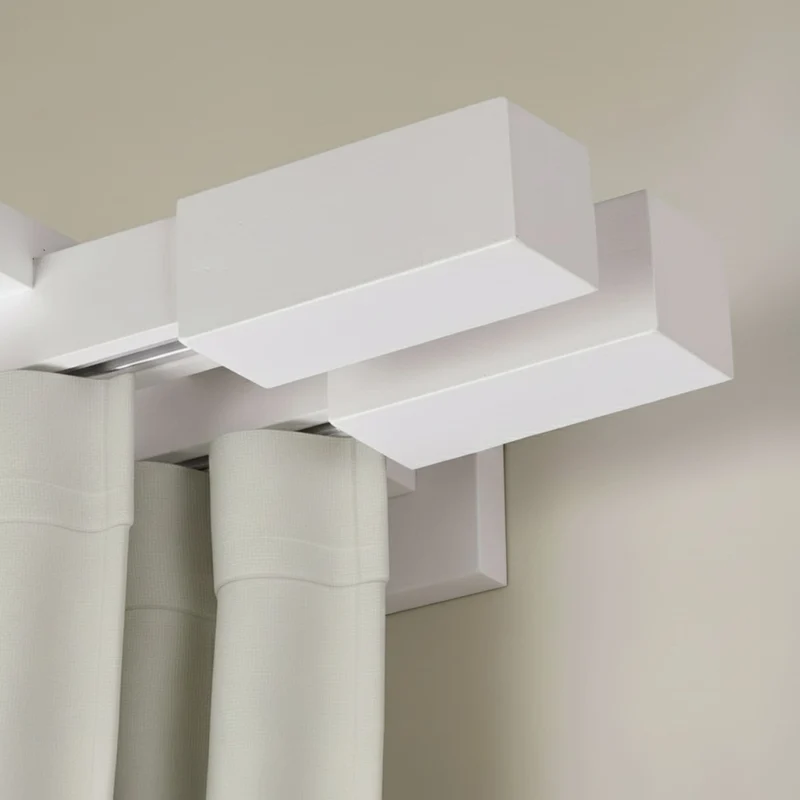 Praga Double Wooden Curtain Rod with Aluminum Track