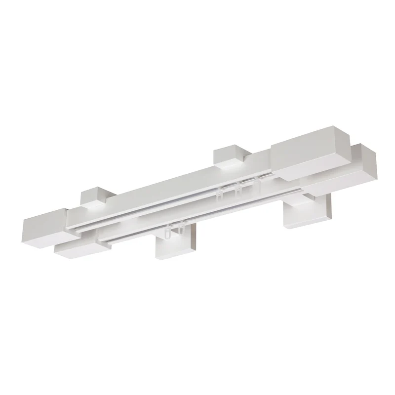 Praga Double Wooden Curtain Rod with Aluminum Track